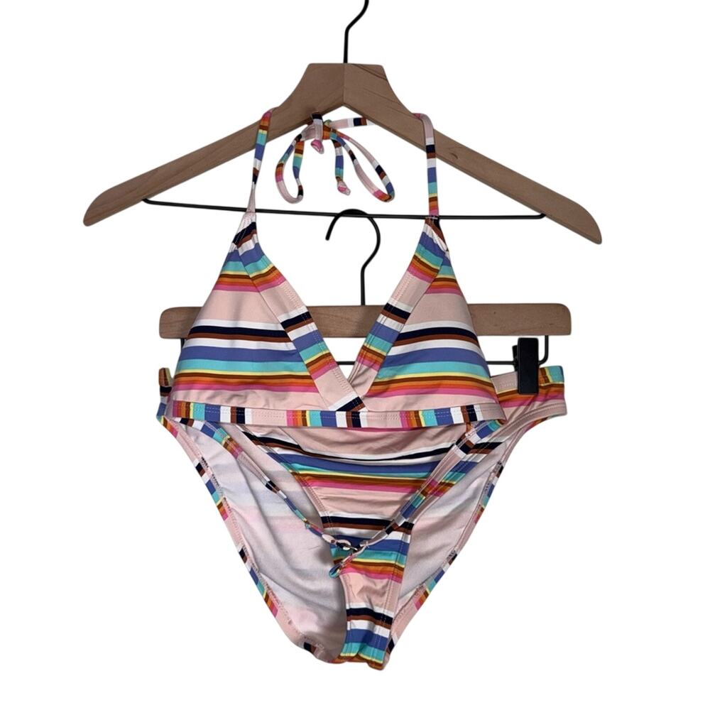 HOBIE Striped two piece reosrtwear vacation beach summer string bikini S